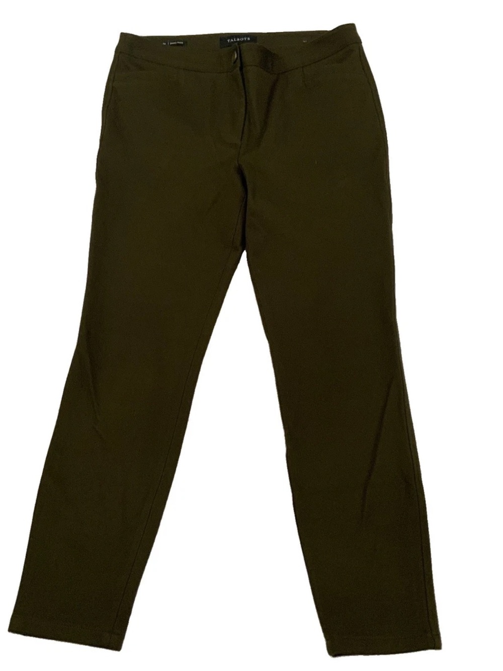 Talbots Pants Womens 6P Olive Green Skinny Ankle Twill Stretch Classic Preppy